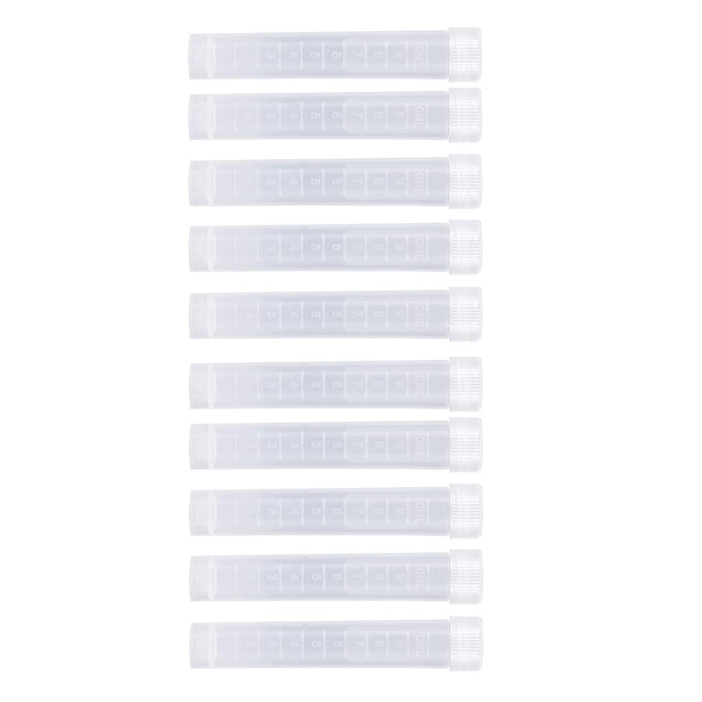 10 ks 10ml plastové zmrazené zkumavky s lahvičkou a šroubovacím uzávěrem, bílé víčko, balení, nádoba