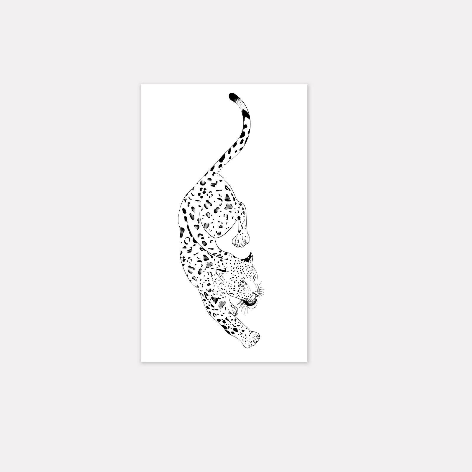 

Wild Cheetah Tattoo Sticker, Black Gray Dot Thorn Process, Waterproof, Street Wind Arm Sticker 9*15