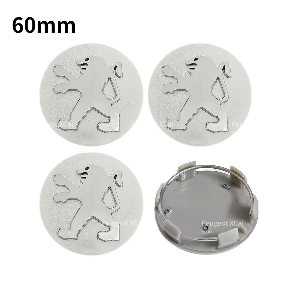 2026 Hot Car Sticker 4pcs 60mm Car Wheel Center Caps for Peugeot 4008 5008 RCZ 107 207 307 301 108 408 4007 HX1 SR1 EXALT car ac