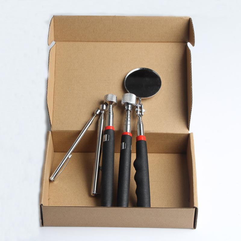 5-Piece Car Inspection Kit: Lighted Undercarriage Mirror, Telescopic Magnetic Pickup Tool, Reflective Chassis Mirror