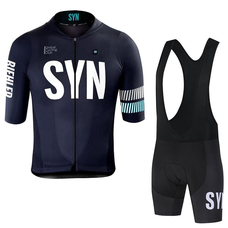 Black Cycling Jersey Men's Cycling Bib Summer Cycling Sportswear Set Polyester Fiber Cycling Short Top Cycling Shorts
