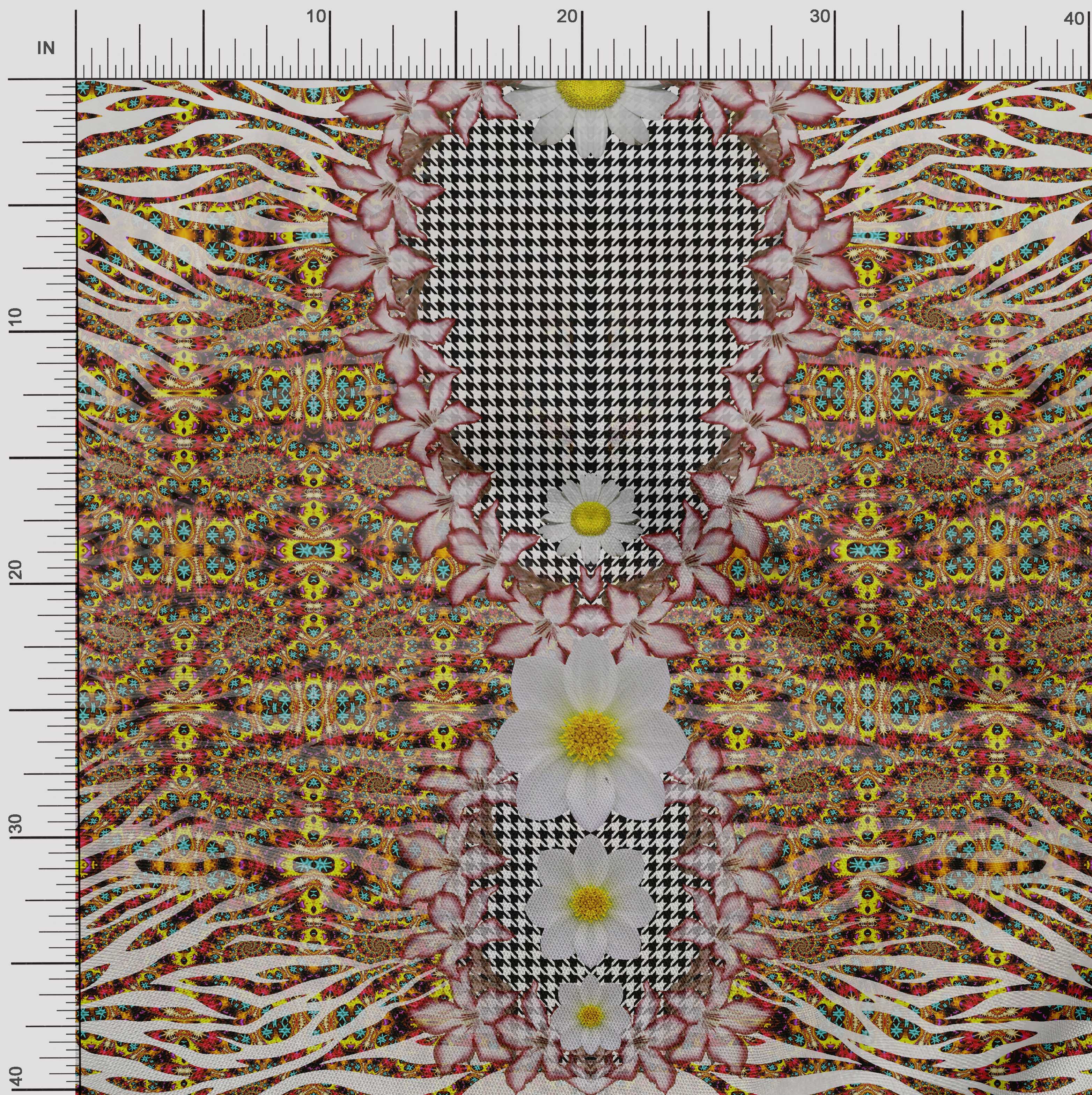 

Тканина Soimoi Japan Crepe Satin Geometric Check|Тканина з принтом Lily & Panel 1 метр 42 дюйма 42 Inch Wide - Poly Crepe різнокольоровий