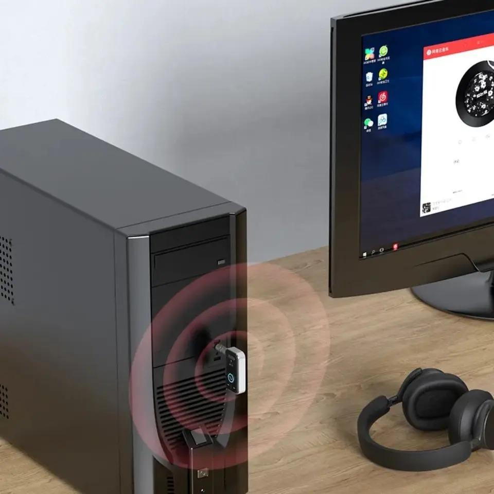 Bluetooth 5.3 Araç AUX Ses Adaptörü Alıcı Verici 3.5mm Jak AUX Kablosuz Ses Adaptörü Araba Kulaklıkları TV Hoparlörleri için