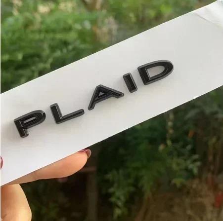 Plaid Logo Stickers for Tesla Model 3 S X Y ABS Zinc Alloy Decals PLAID Badge Version Performance Trunk Emblem Car Decoration