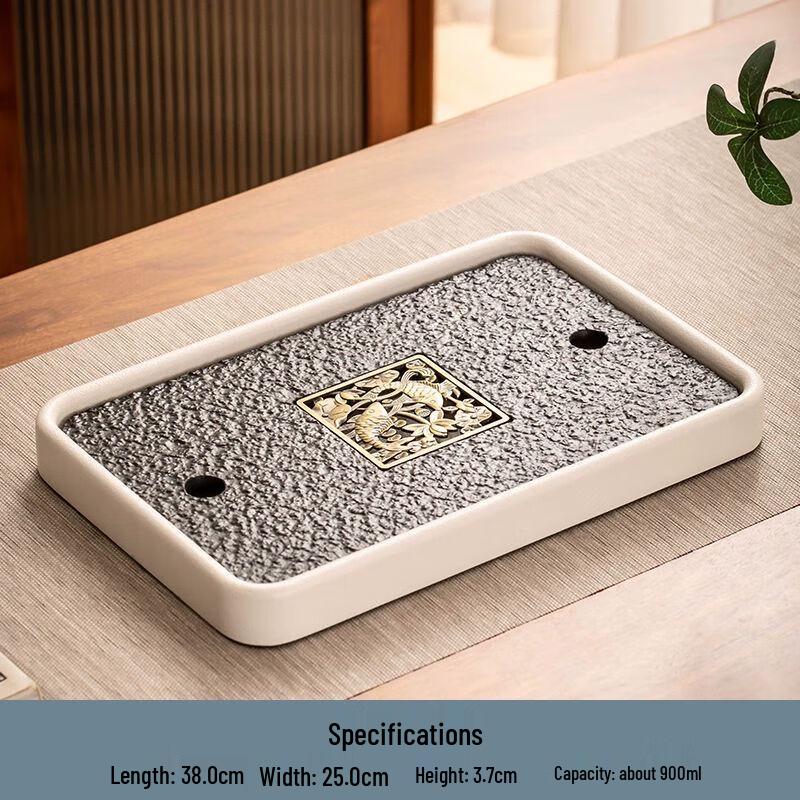 Light Luxury Imitation Black Gold Stone Tea Tray
