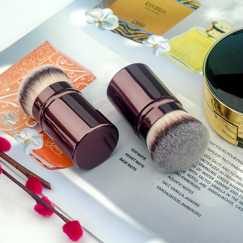 1Pcs Retractable Kabuki Brush Retractable Foundation Brush Foundation Powder Contour Makeup Brushes Portable Make Up Brushes