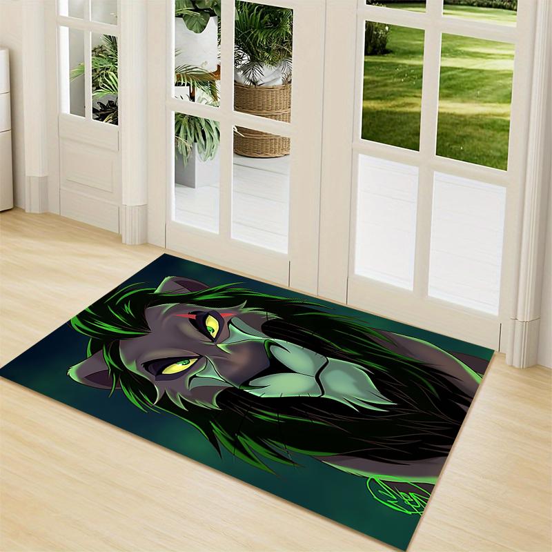 Green Mane Lion Carpet Rug Soft Washable Antislip Home Living Room Sofa Mats Personalized Christmas Rug