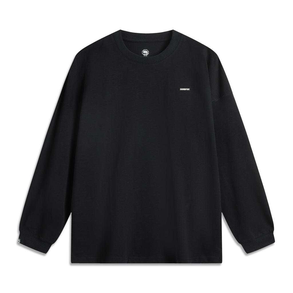 Li Ning Anti-Five Series Sports Casual Simple Solid Color Round Neck Pullover Loose Sweatshirt Men sweatshirt Black AHSU781-1