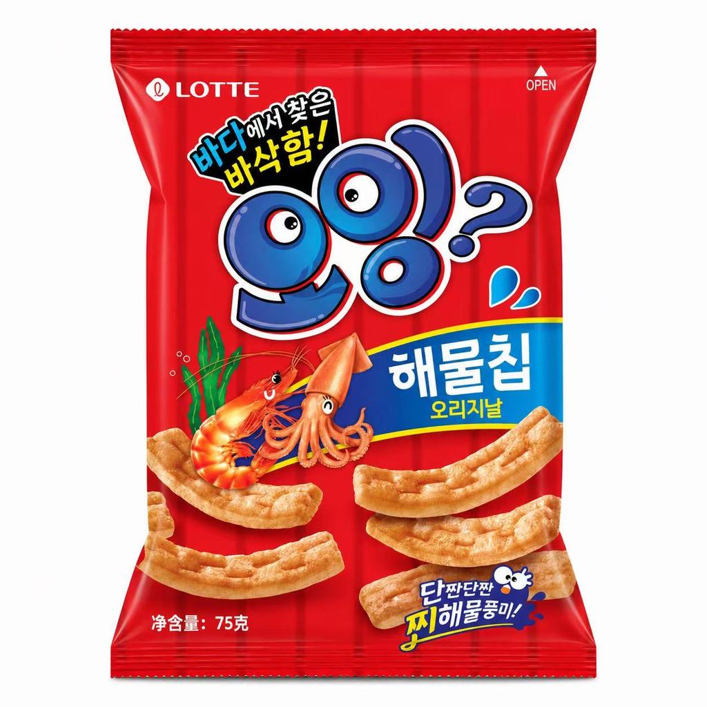 Lotte Squid & Shrimp Flavored Crisp Sticks 75g 6pack