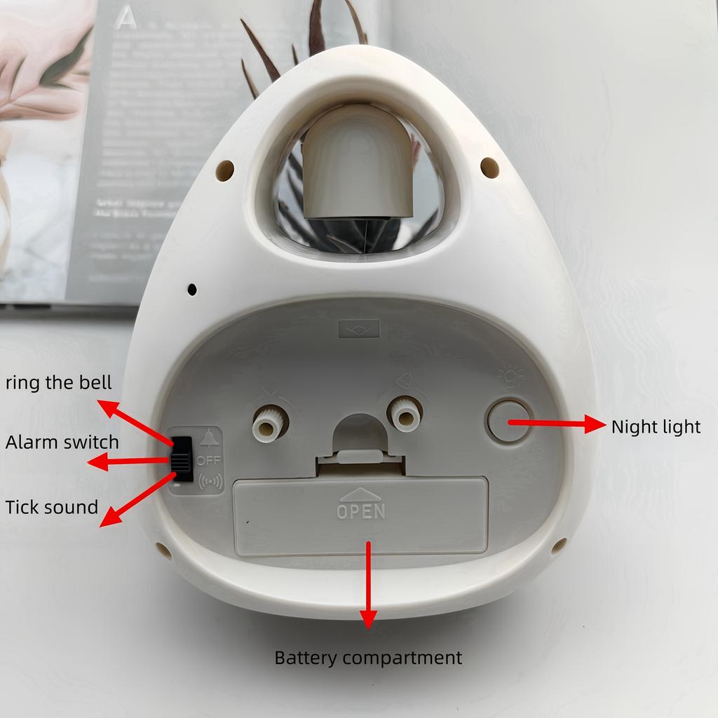 Nordic Style, Creative Egg-Shaped Bell Clock with Night Light, Cute And Fashionable