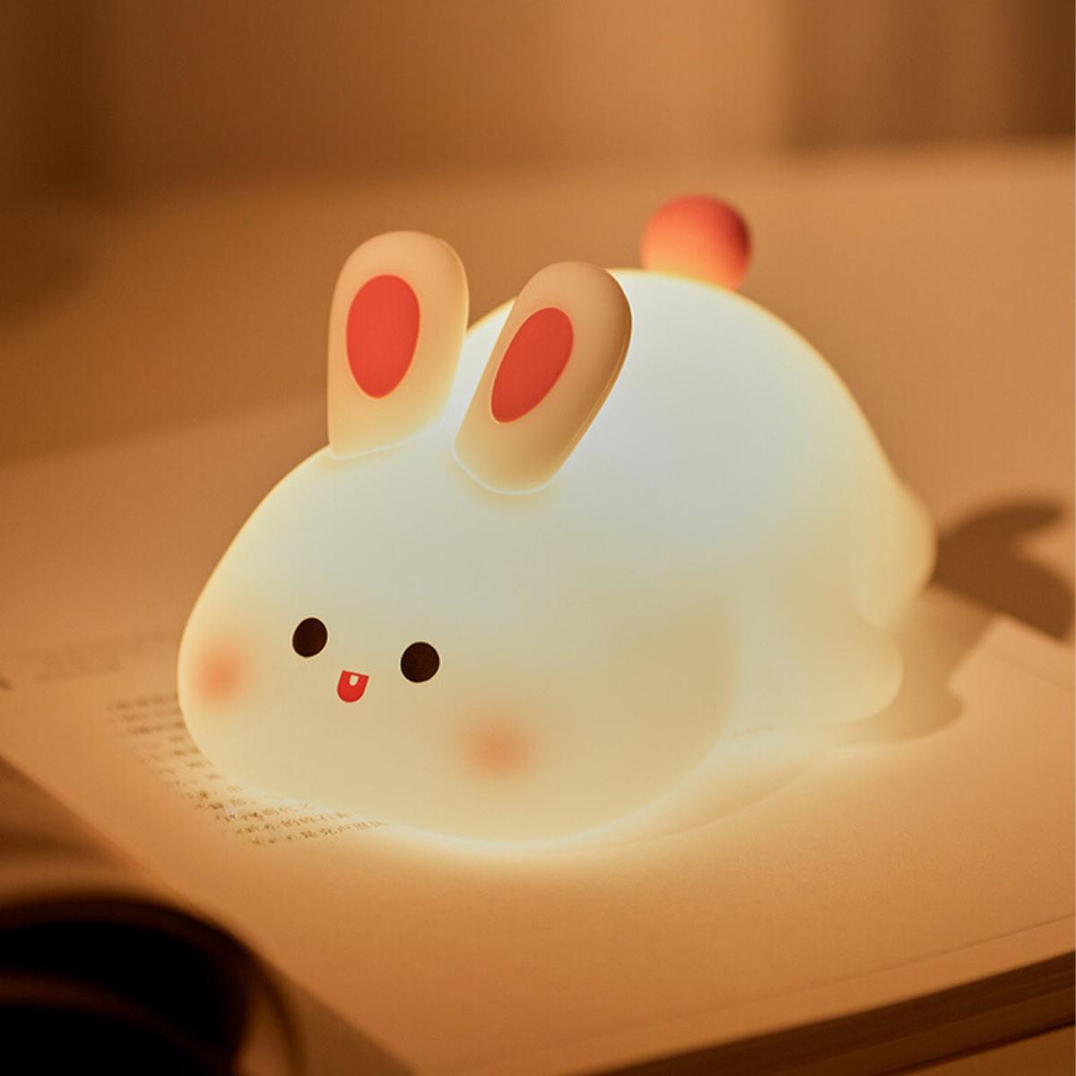 

Милый кролик силиконовый светящийся корпус USB перезаряжаемый затемняющий таймер ночник для детской комнаты ребенка украшение спальни
