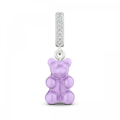 Crystal Haze Nostalgia Bear Lavender Pave Connecter Silver Nostalgia Bear Pave Lavender Silver Pendant Charm
