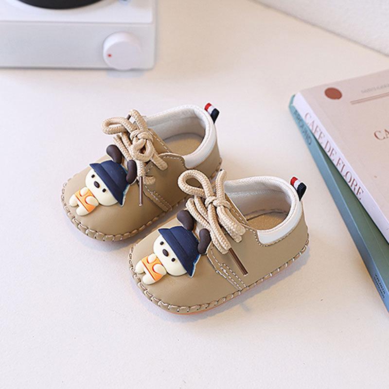 

Spring and Autumn Baby Toddler Shoes Soft Sole Men and Women Infants 3-6-12 Months Cartoon Lace-up Shoes 17 хакі