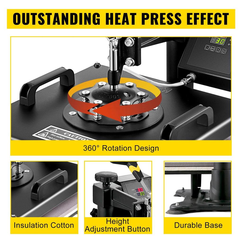 5 in 1 Heat Press Transfer Machine 38x38cm with 34” Vinyl Cutter Plotter Machine Kit Art Craft Printer Sublimation(34”/870mm)