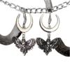 Exquisite Gothic Sliver Color Crescent Moon Skeleton Death Moth Insect Pendant Dangle Earrings for Women Halloween Witch Jewelry