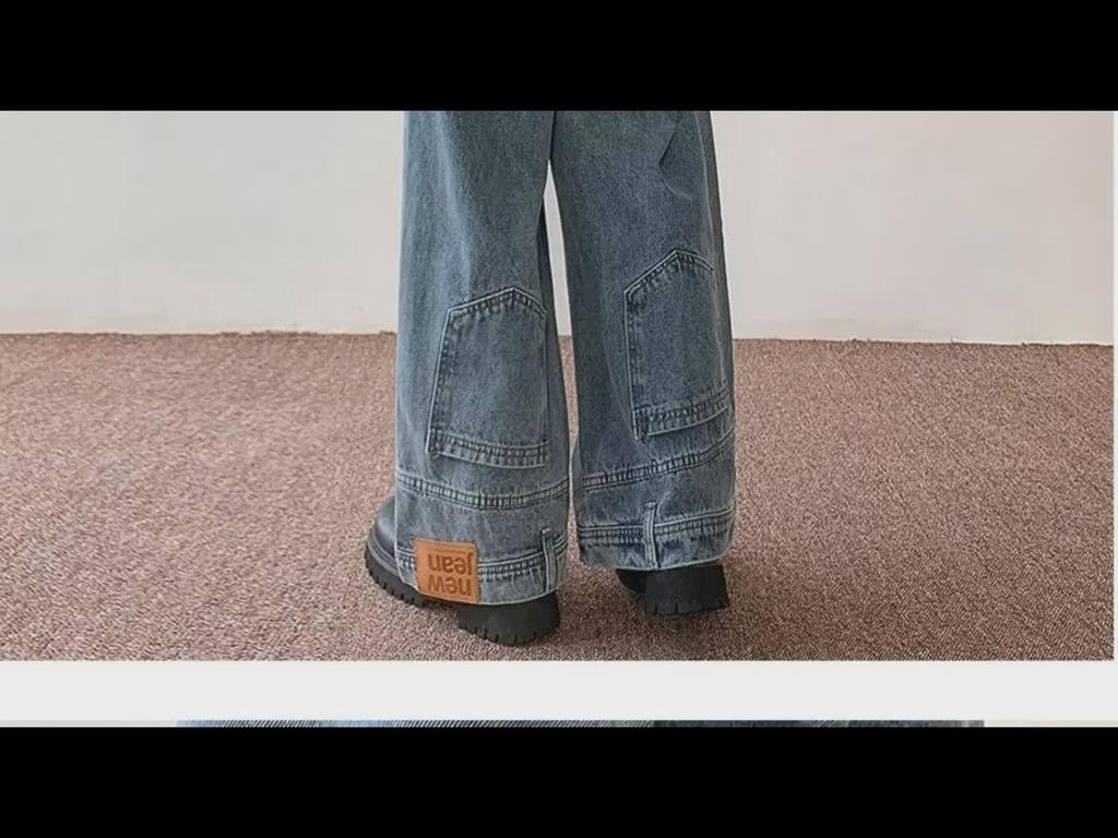 Inverted Design Hip-Hop Street Jeans for Men - Loose, Straight Fit