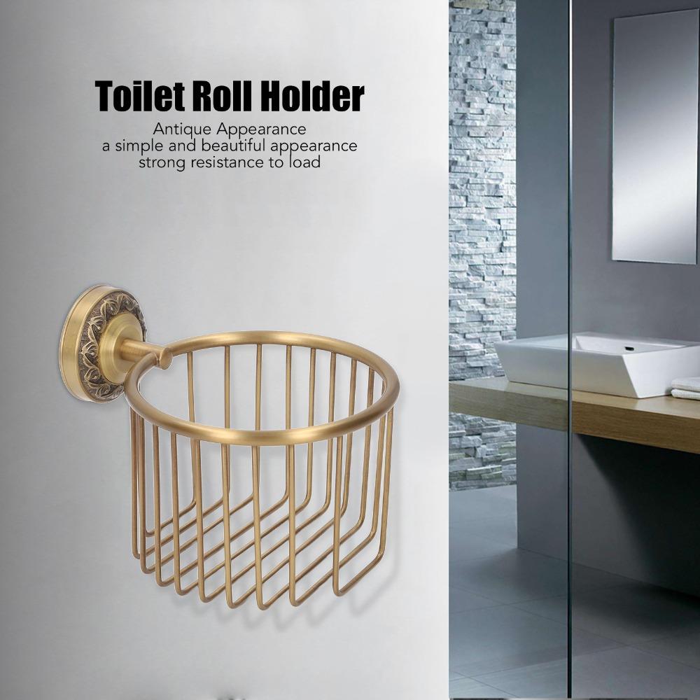 Copper Paper Towel Rack Brass Toilet Paper Holder Paper Holder Basket Bathroom Organization