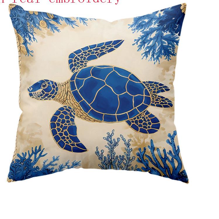 1/4pcs Nautical Coastal Throw Pillow Covers Ocean Marine Life Decorative Pillow Cases for Home Living Room Bedroom Outdoor