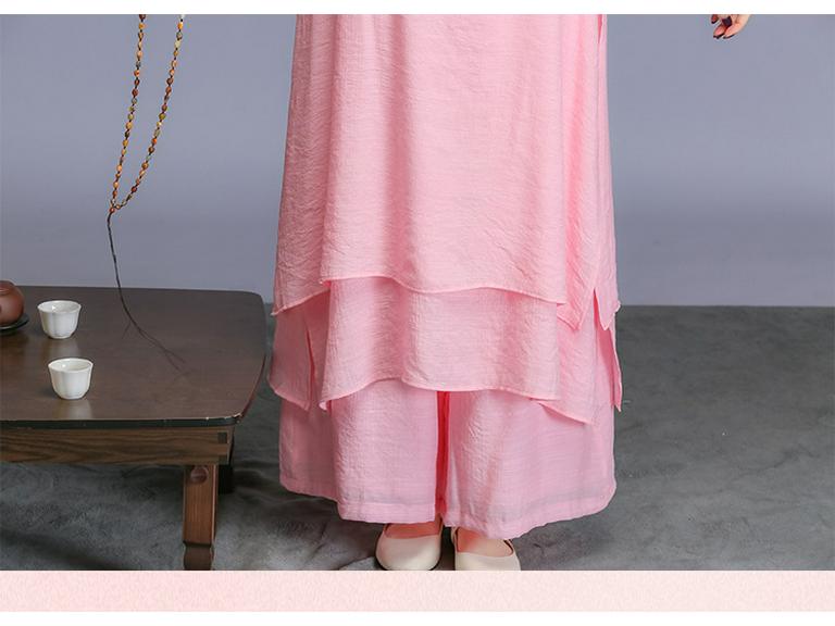Spring/Summer Fairy Zen Suit: Women's Chinese-Style Cotton Linen Tai Chi & Dance Set