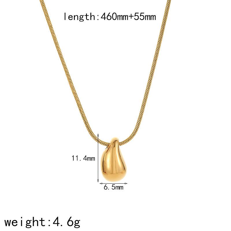New Arrivals Minimalist 18k Gold Plated Water-drop Pendant Necklace Trendy Stainless Steel Snake Chain Necklace for Women Water-drop necklace