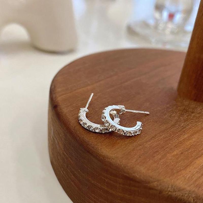 6Pcs/Set Korean Simple  Stud Earring Set C Shaped Zircon Earrings