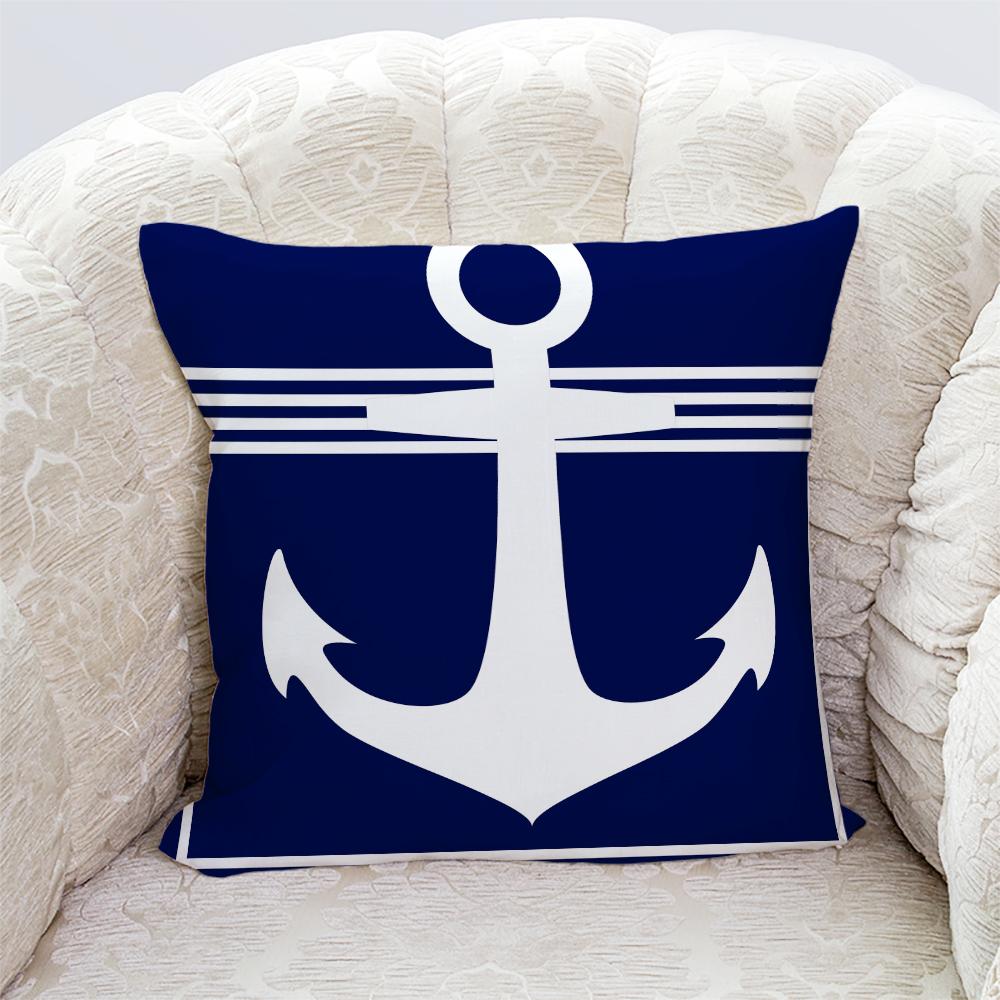 Starfish Shell Compass Anchor Nautical Series Printed Pillowcase Living Room Sofa Cushion Cover Bedroom Room Home Decoration