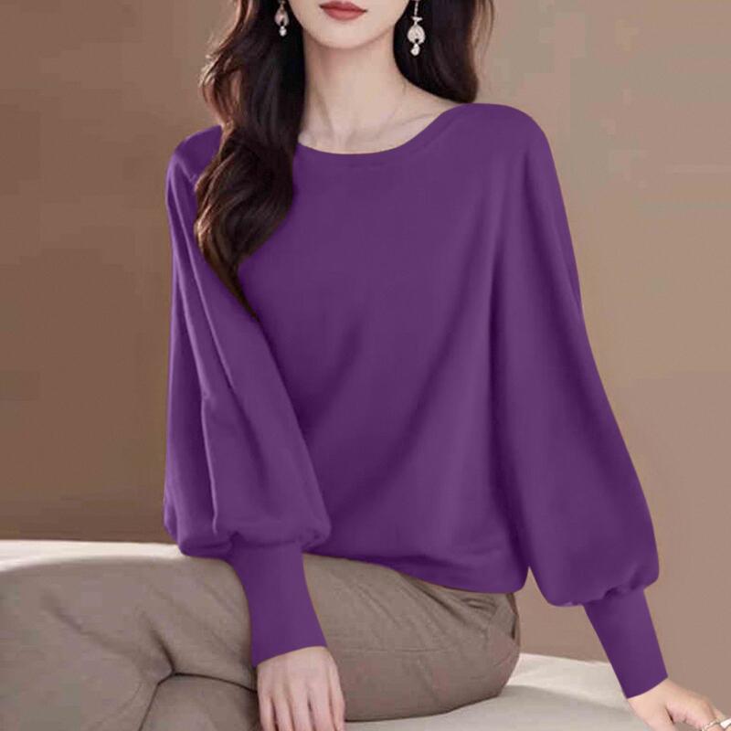 ZANZEA Women Casual Boat Neck Lantern Long Sleeve Knit T-Shirts