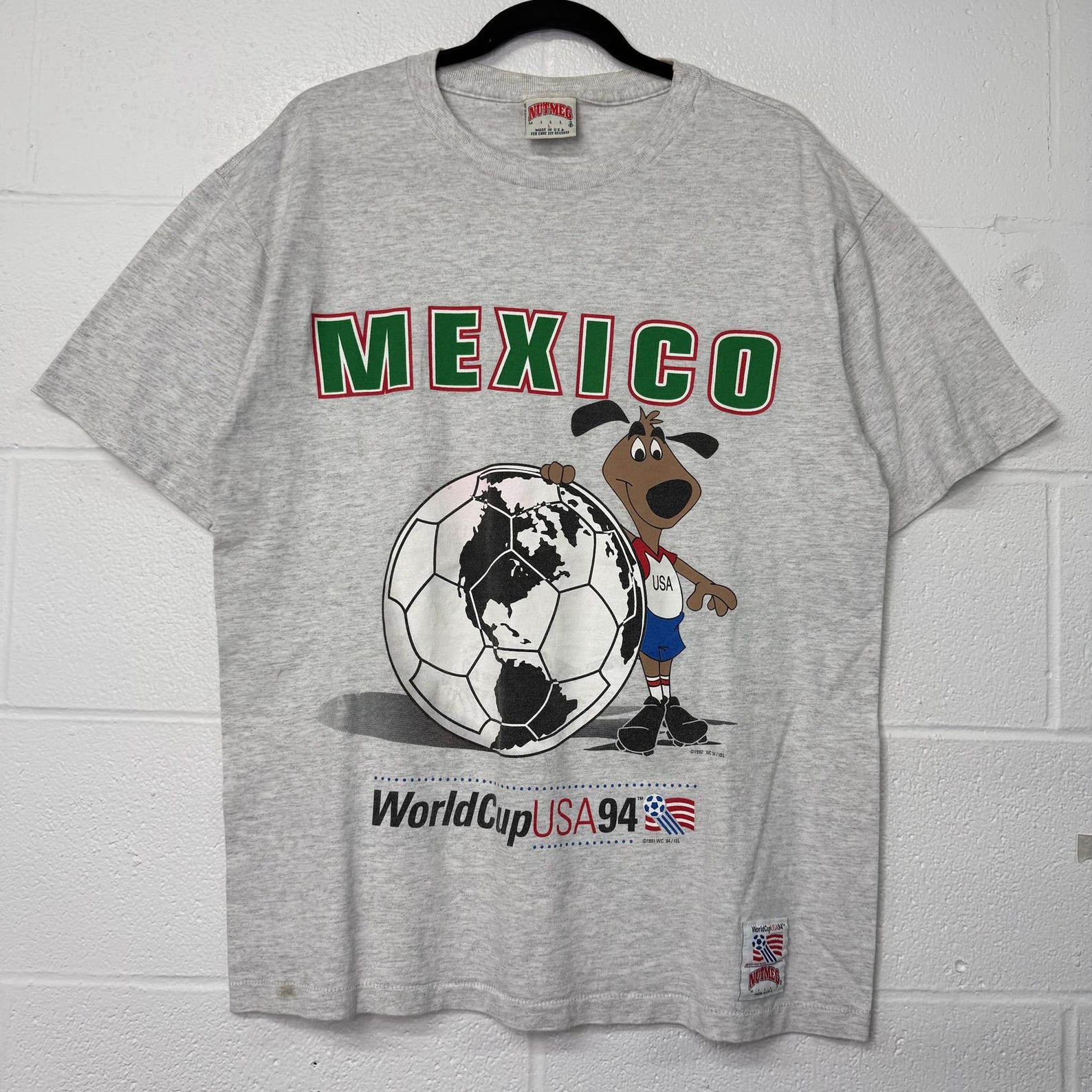 90s Mexico Soccer Nutmeg T shirt Sz L (B2795) XL
