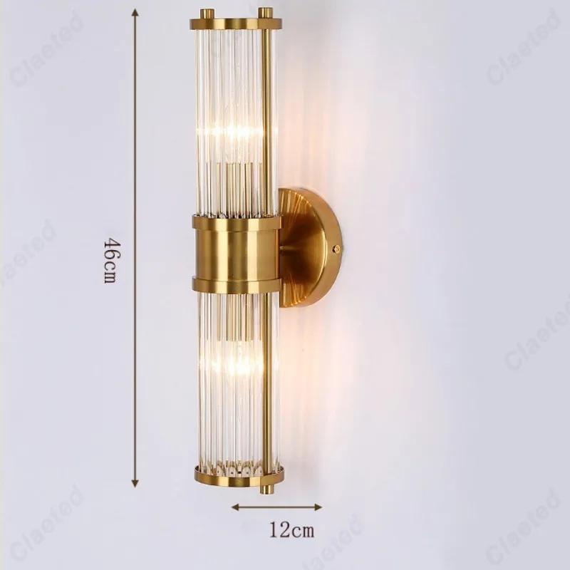 LED Minimalist Retro Full Copper Bedroom Bedside Wall Lamp Indoor Living Room Staircase Corridor Luxurious Decorative Lighting