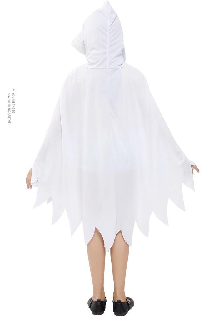 Children's White Luminous Ghost Skull Halloween Costume Cape