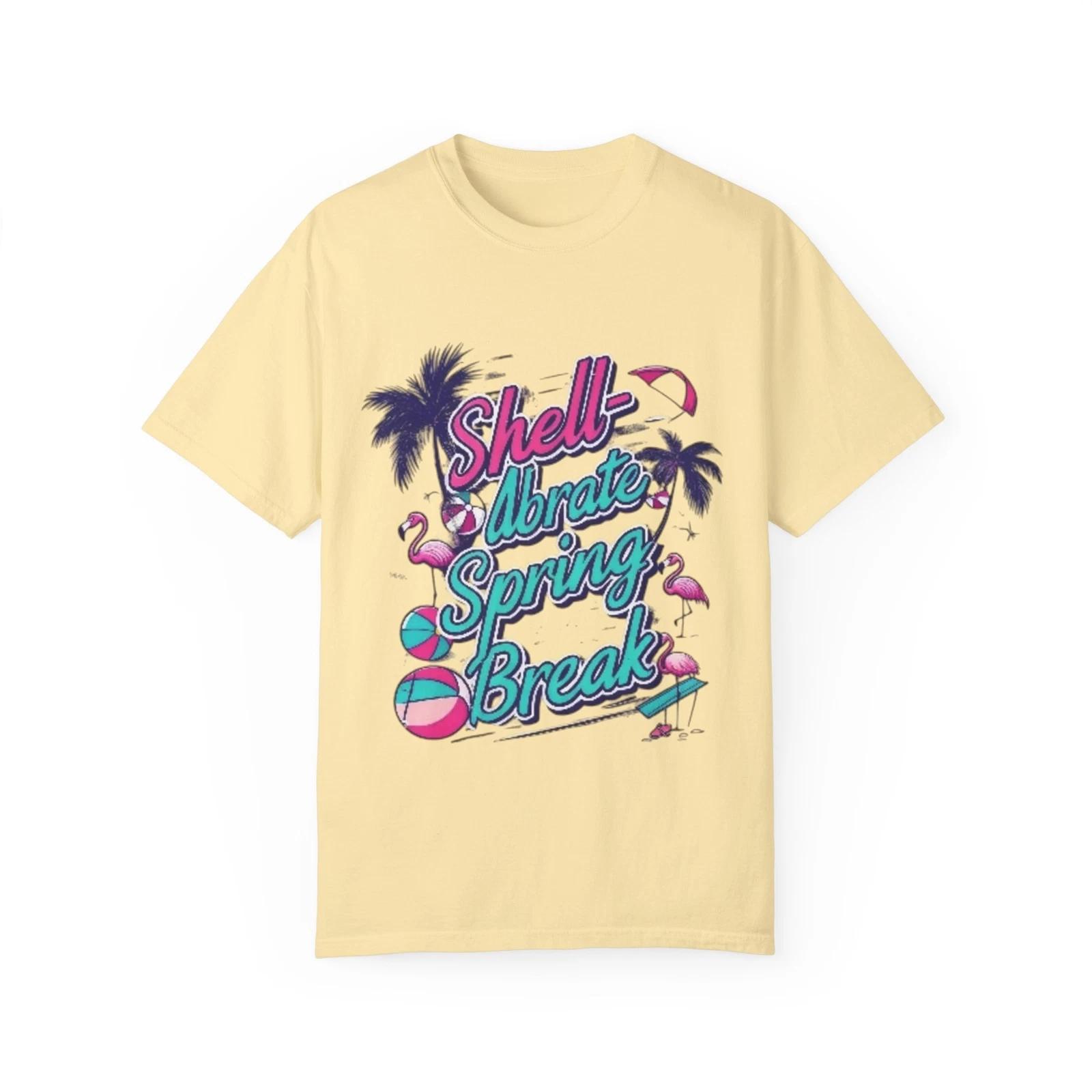 

Shell-Abrate Spring Break T-Shirt, Fun Summer Tee, Vacation Shirt L