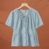 Women's French Short-Sleeve Shirt - 2025 Summer Fashion, Plus Size, Versatile, Age-Defying Top