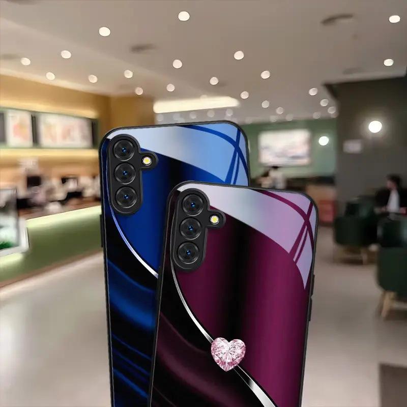 Foreign trade hot-selling model simple love Samsung S23 supreme version mobile phone case GalaxyS24PLUS glass protective case