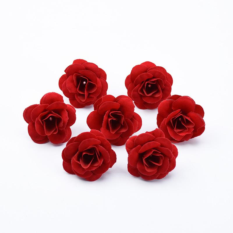 

50/100pcs Red Rose Head Artificial Flowers Valentine Wedding Wreath Decor Diy Home Room Garden Accessories Box Scrapbooking Gift 50 pcs