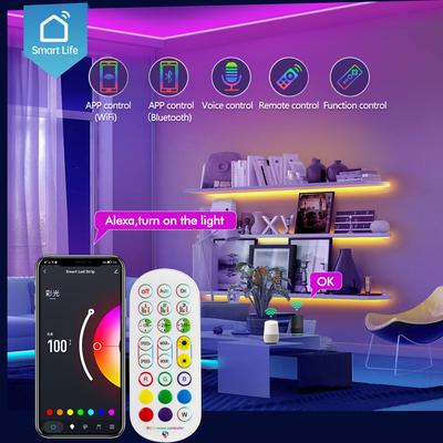 LED Neon Strip Light Tuya WiFi 24V RGB Dimmable Bluetooth 2M-10M LED Lamp IP67 Waterproof Flexible Tape Decoration Christmas
