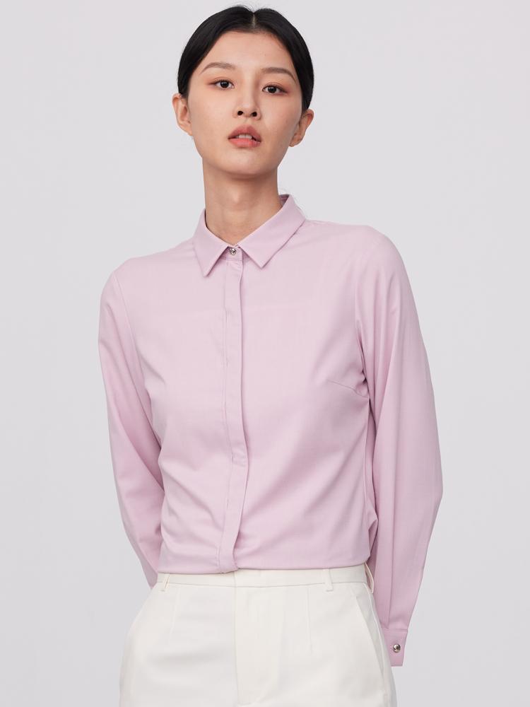 

Женские офисные универсальные облегающие формальные блузки и рубашки, женские однотонные повседневные классические рубашки с длинными рукавами из эластичного бамбукового волокна