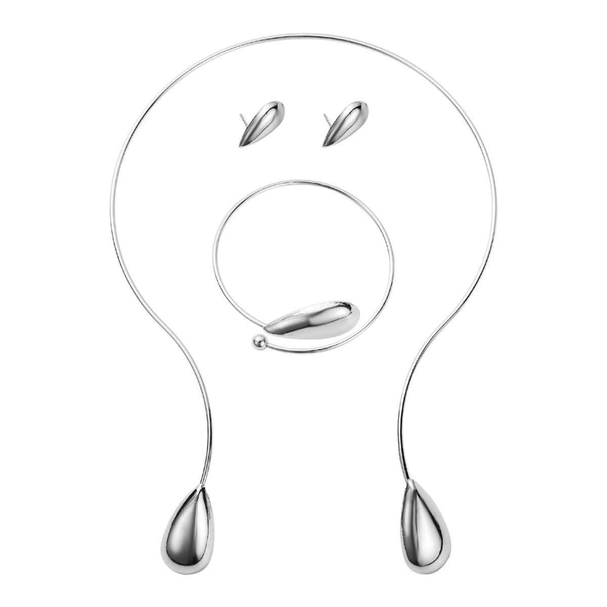 

Tooxika Креативный Минималистичный Нишевый Дизайн Металл Минималистичный Браслет-Капля на Воротник Серьги Набор