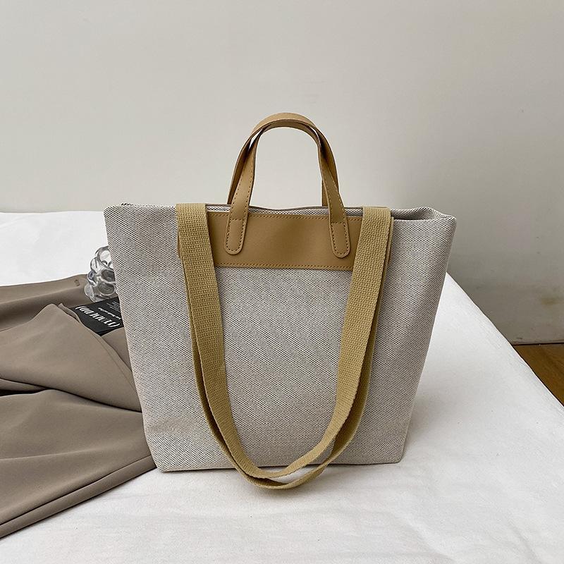 2025 Spring New Shoulder Canvas Bag Large Capacity Retro Literary Commuter Tote Bag Work Universal Handbag