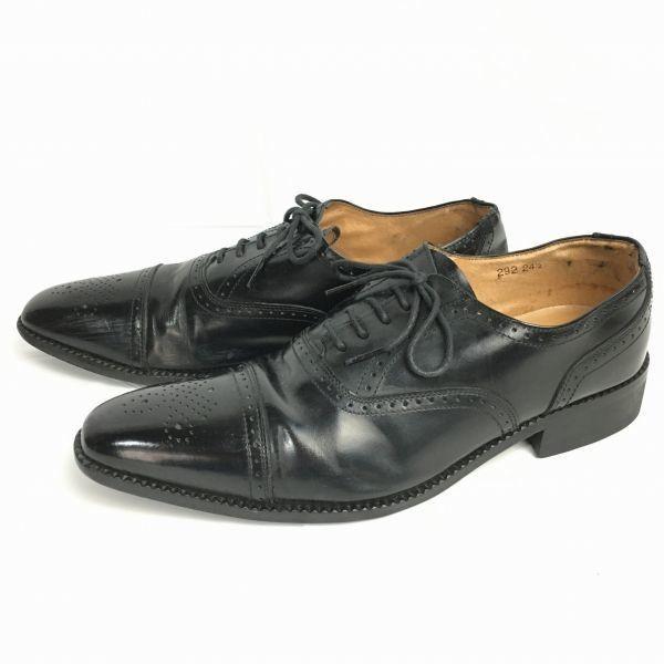 Roberta Valentino Made in Japan Semi Brogue Cap Toe Business Shoes Black Size 24.5 Men's(USED)