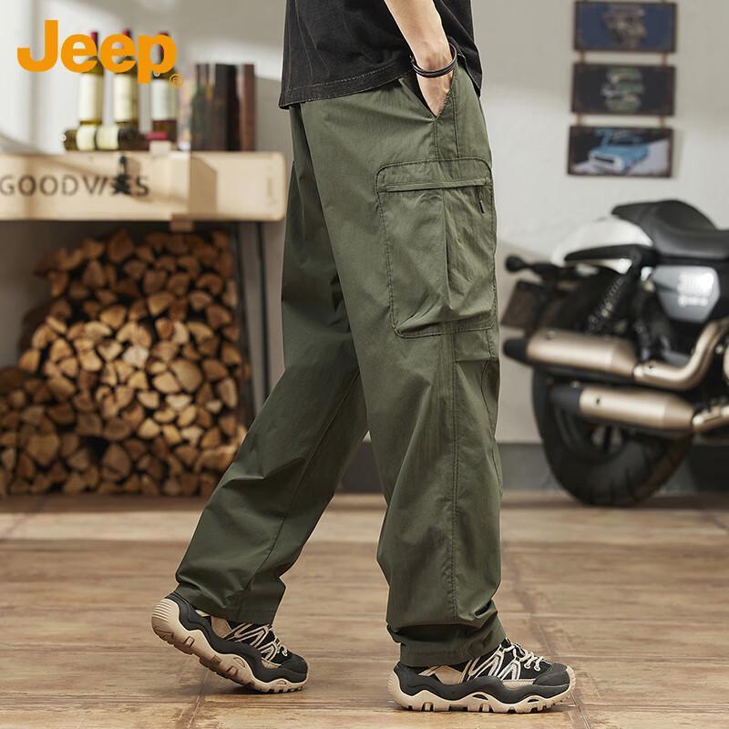 Jeep Men's Loose-Fit Straight-Leg Casual Cargo Pants