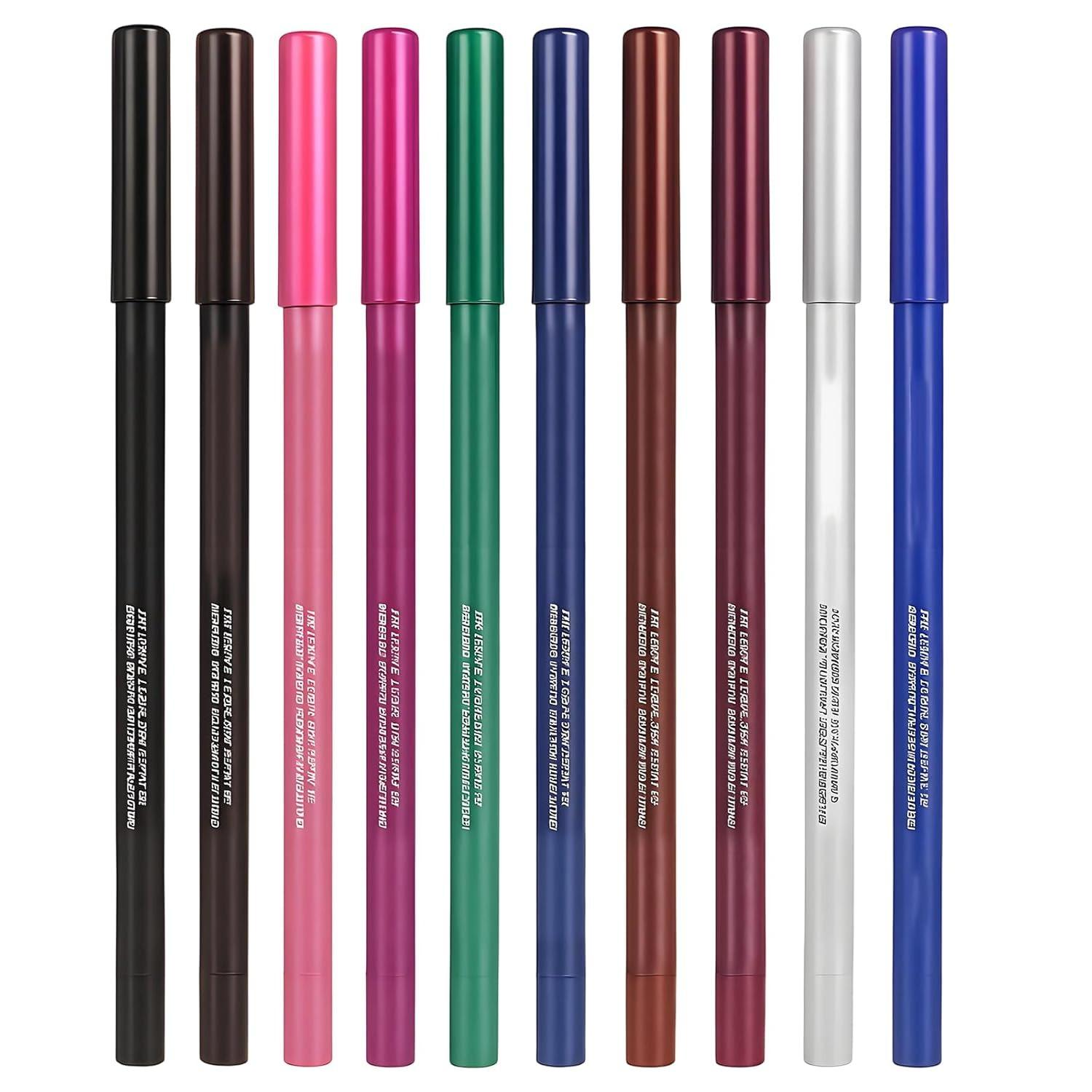 Beauty 10 Colored Eyeliner Gel Pens,Ultra-Pigmented Gel Liner,Pearl Eye Shadow Pencil,Waterproof Metallic Glitter Colorful Eyeliner Pen Set Eye Makeup 10-Pack
