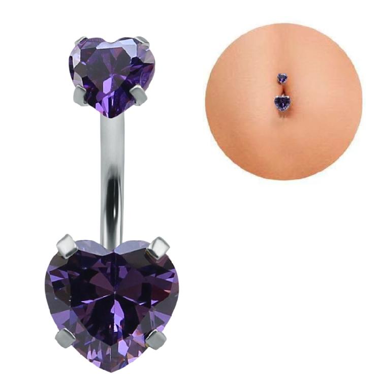 Stylish Crystal Heart Belly Piercing Accessory Stainless Steel Navel Jewelry Elegant Body Decoration for Casual Outfits