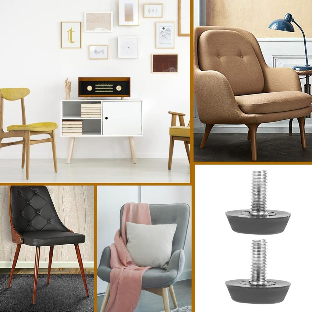 DOITOOL 100pcs Table and Chair Mats Black Metal Table Legs Leveling Feet Screw in Furniture Feet Levelers Furniture Levelers Leveling Screws