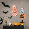 Wooden Beautifully Crafted Halloween Door Sign Adorned With Ghost And Pumpkin Designs For Seasonal Decor