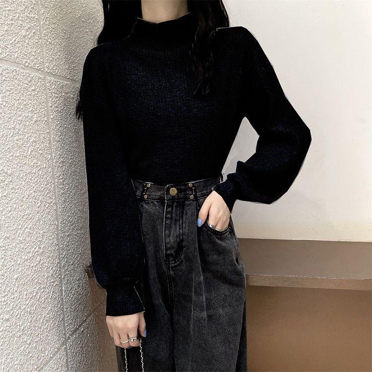

2025 Chic High Neck Knitted Sweater for Women - Fashionable and Versatile for Autumn and Spring L, 53-59 kg