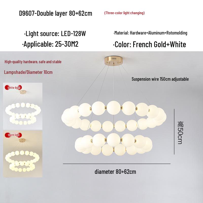 Nordic Modern Minimalist LED Chandelier - Pearl Necklace Design for Living Room, Bedroom, and Restaurant.