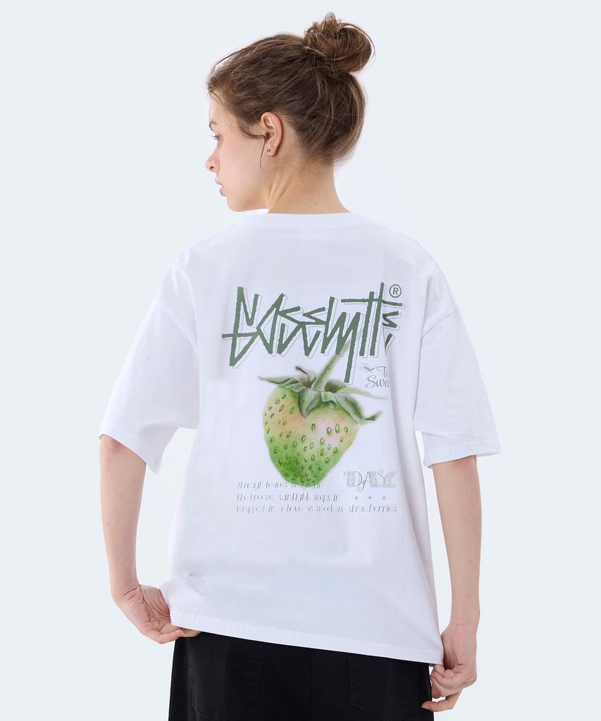 Yosemiti Strawberry Digital Print Short Sleeve T-Shirt White Yt-3Y25