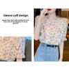 Ruffled floral chiffon blouse for women, summer 2026, sweet and elegant short-sleeved casual top