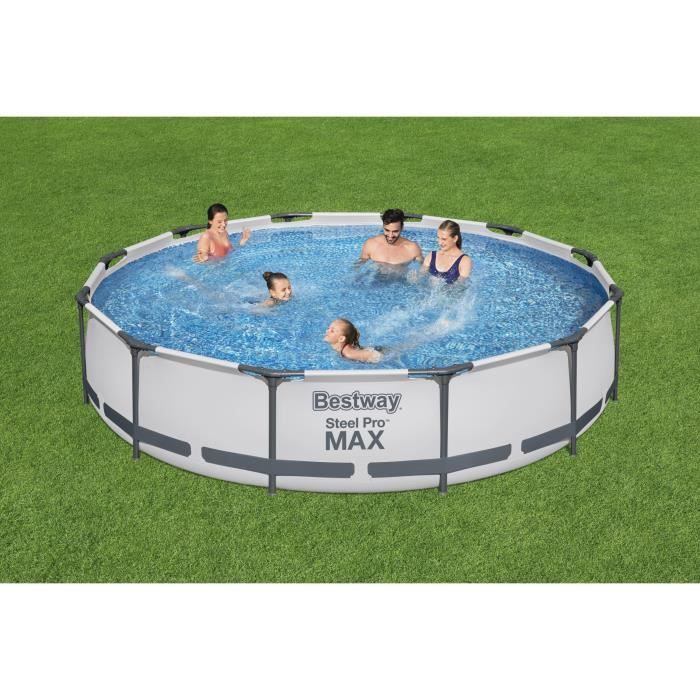 Kit Piscine Hors Sol Tubulaire BESTWAY - Steel Pro Max™ - 366 X 76 Cm - Ronde - (Inclus 1 Pompe De Filtration Et 1 Cartouche)