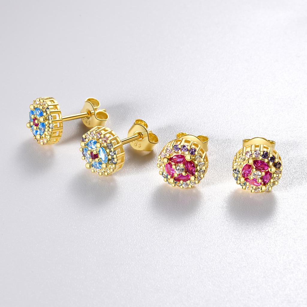 ANDYWEN 925 Sterling Silver Spring Gold Blossom Rainbow CZ Stud Earring Piercing Rock Punk New 2023 Colorful Fine Jewelry